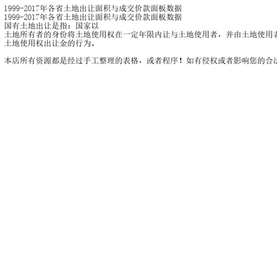 1999-2017年各省土地出让面积与成交价款面板数据