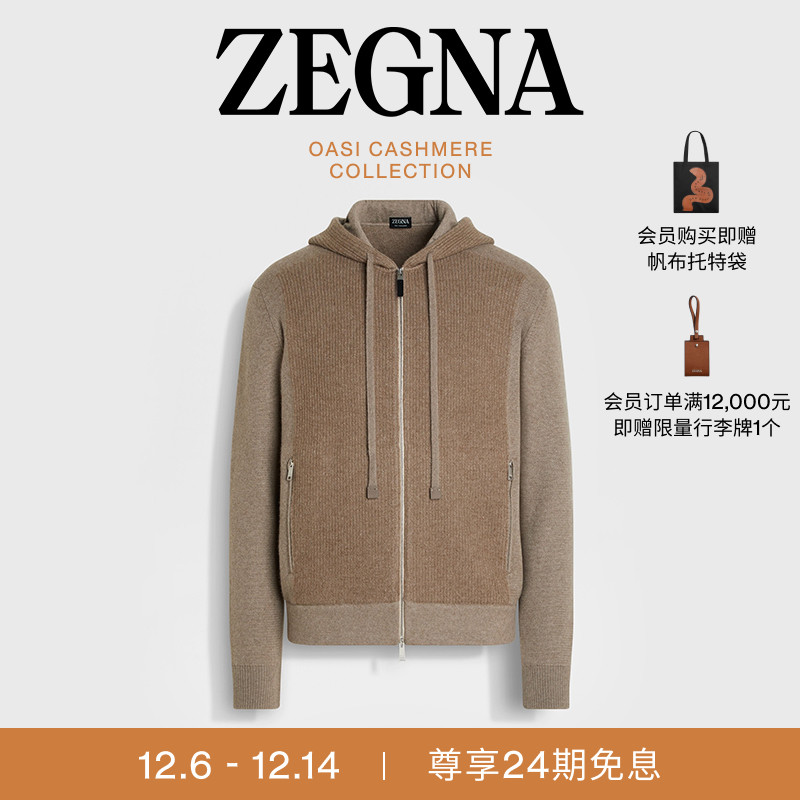 ZEGNA杰尼亚混浅灰褐色连帽衫
