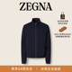 春季 新品 海军蓝棉 ZEGNA杰尼亚男装 羊毛及桑蚕丝拉链运动衫