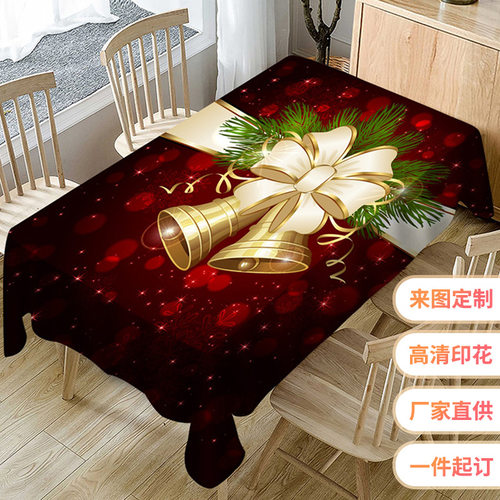 货源  3d数码印花圣诞涤纶桌布 家居布艺椅子套防水台布桌布