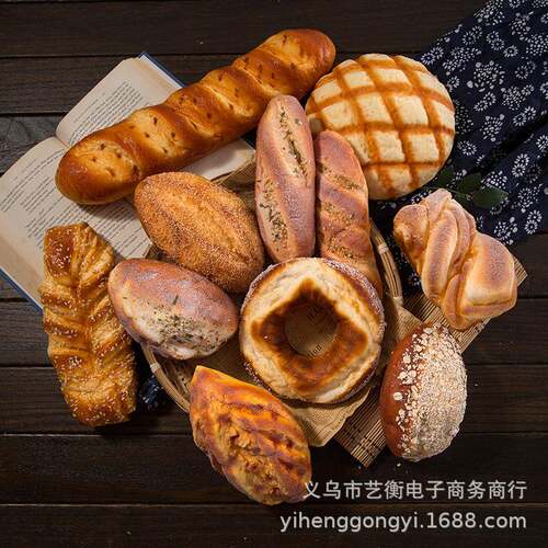 跨境仿真面包模型PU材质橱窗展示样板间摆件摄影道具面包厂家