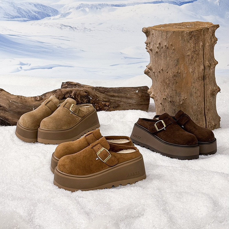 松糕厚底增高勃肯鞋女包头半拖鞋外穿2025新款春秋小个子博肯半拖