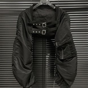 美式辣妹风重工设计感小众皮带机车风超短款上衣女秋冬新款短外套