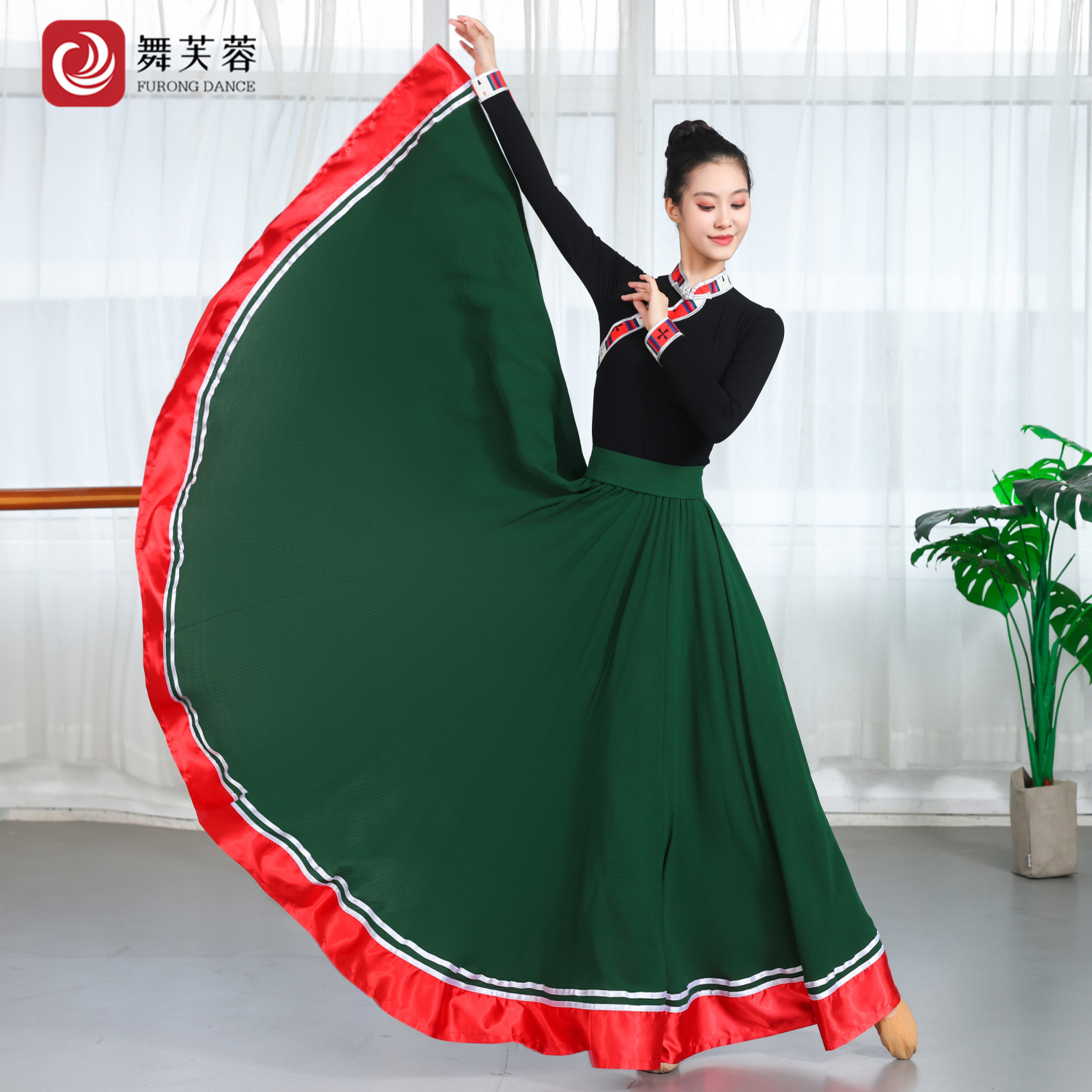 藏族舞蹈服女艺考半身长裙民族舞藏式练习广场舞大摆裙上衣表演服