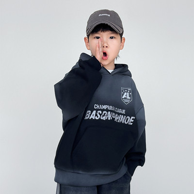 冬季儿童加绒连帽卫衣一体绒