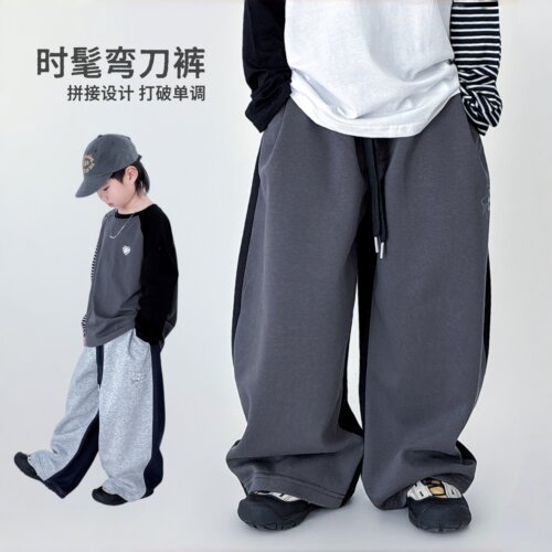 春装男童时髦弯刀裤儿童时髦长裤