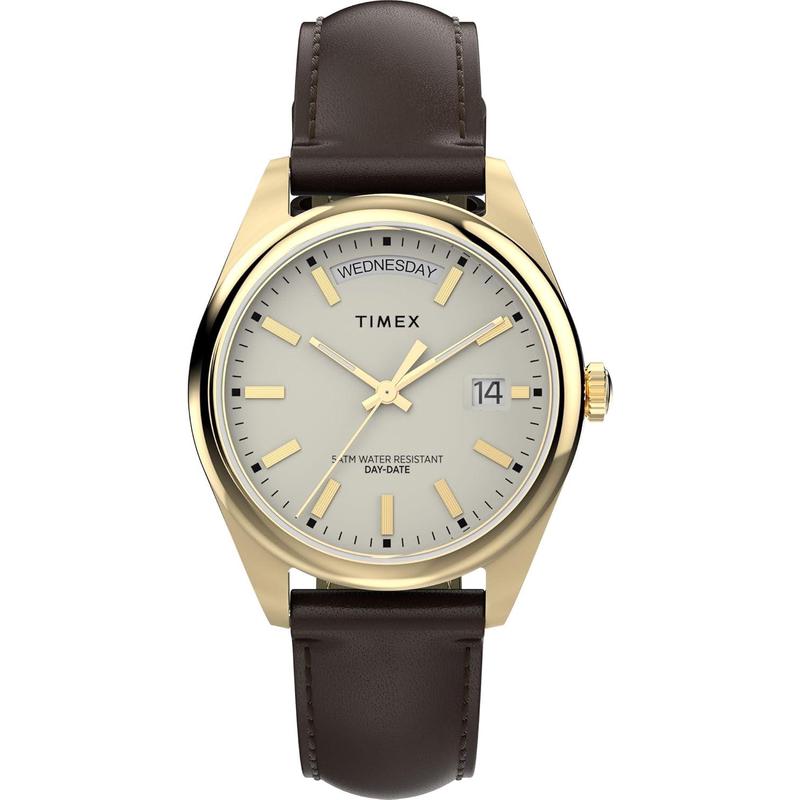 Timex天美时女士腕表日历夜光日期星期皮带金属防水钢壳商务