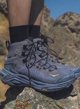 代购Hoka OneOne Kaha 3 GTX TP灰色翻毛皮耐磨高帮男士登山鞋徒
