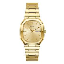 代购GUESS女士腕表日期防水夜光计时金色金属钢带矩形商务日常