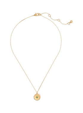 代购kate spade女士项链优雅简约闪耀精致金色圆形吊坠绿色锆石