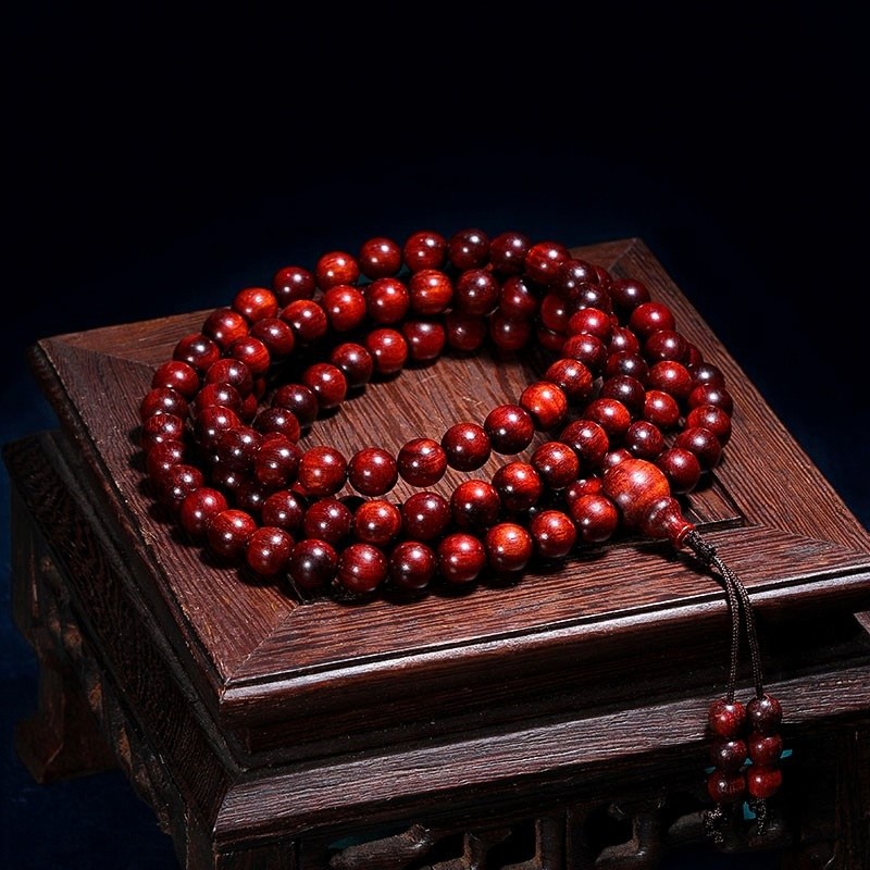 手串正宗天然血檀木圆珠108颗手串男女款木饰手链首饰文玩项链