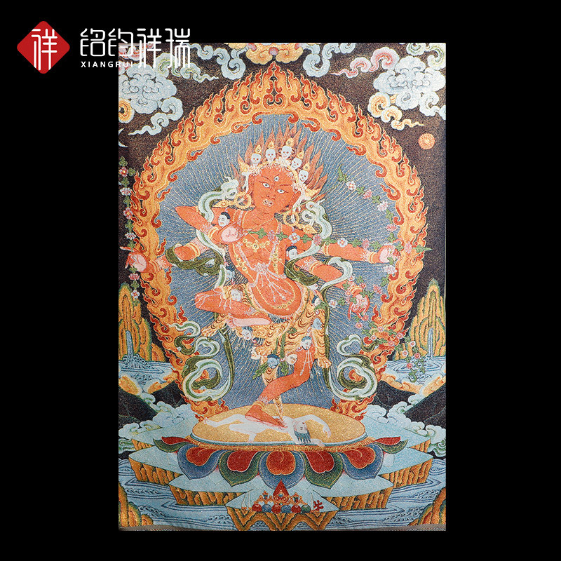 作明佛母佛像丝线金线唐卡画芯挂画唐卡装饰画挂件壁画