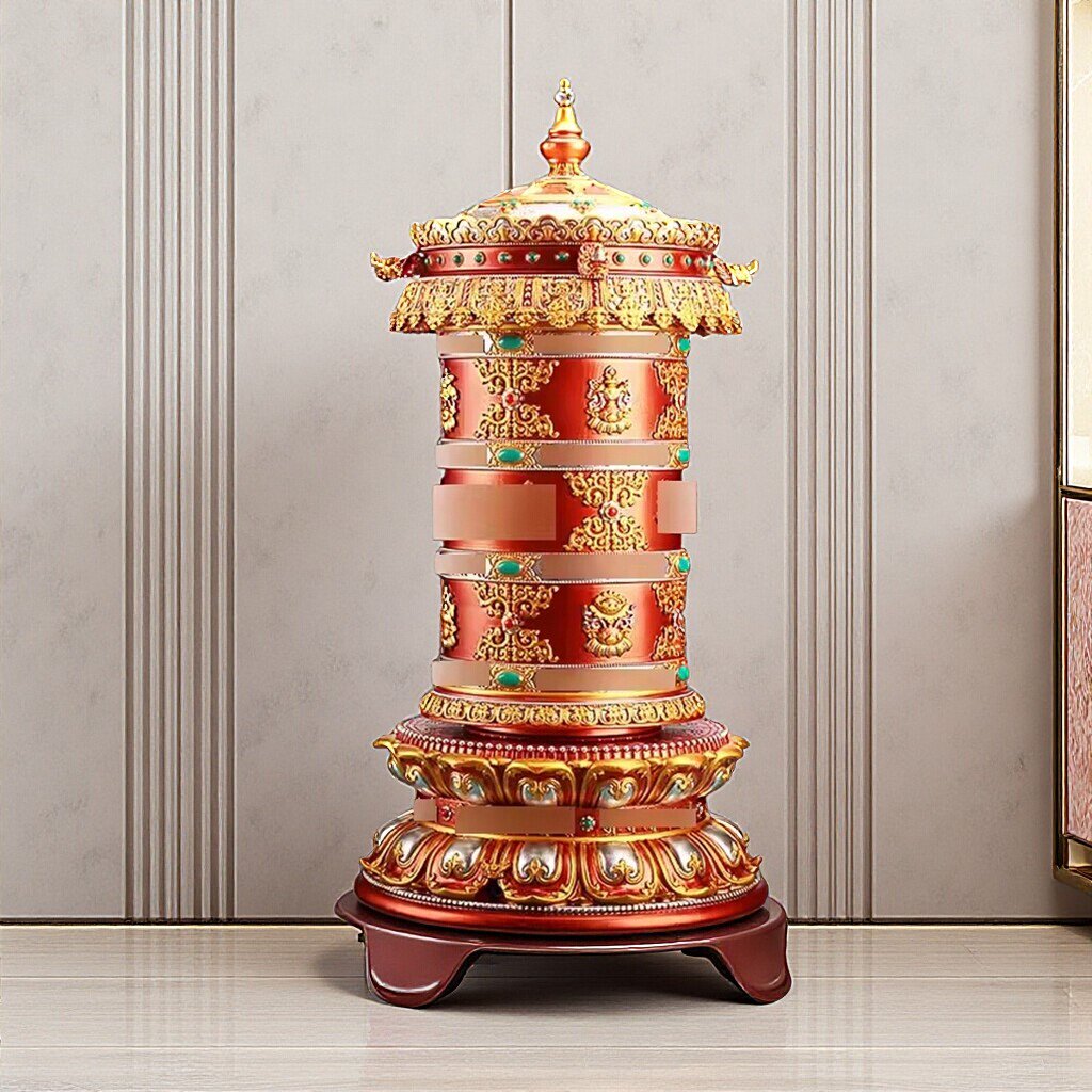 纯铜龙头天珠电动转轮藏式树脂插电转轮电动转桶六字转轮摆件