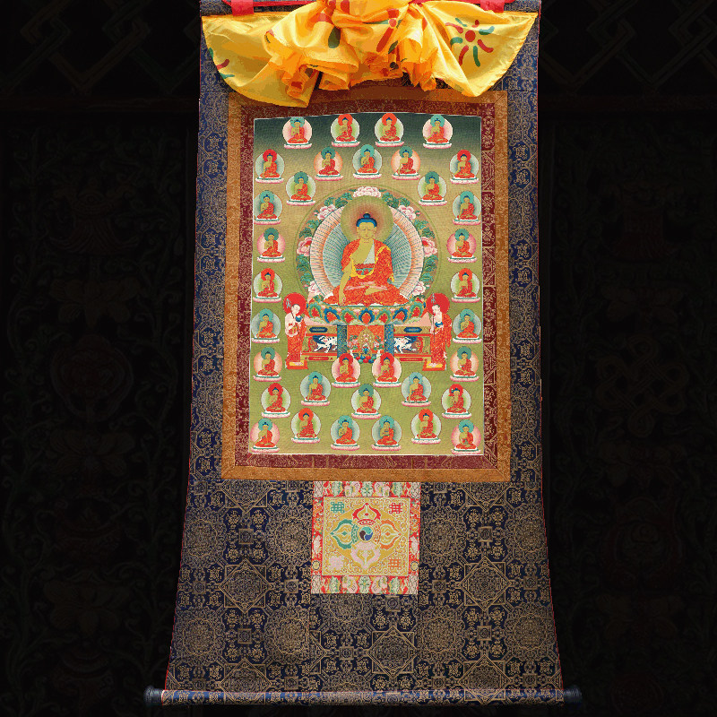 三十五佛矿物颜料微喷唐卡画 密宗高清定制佛像菩萨精裱画像