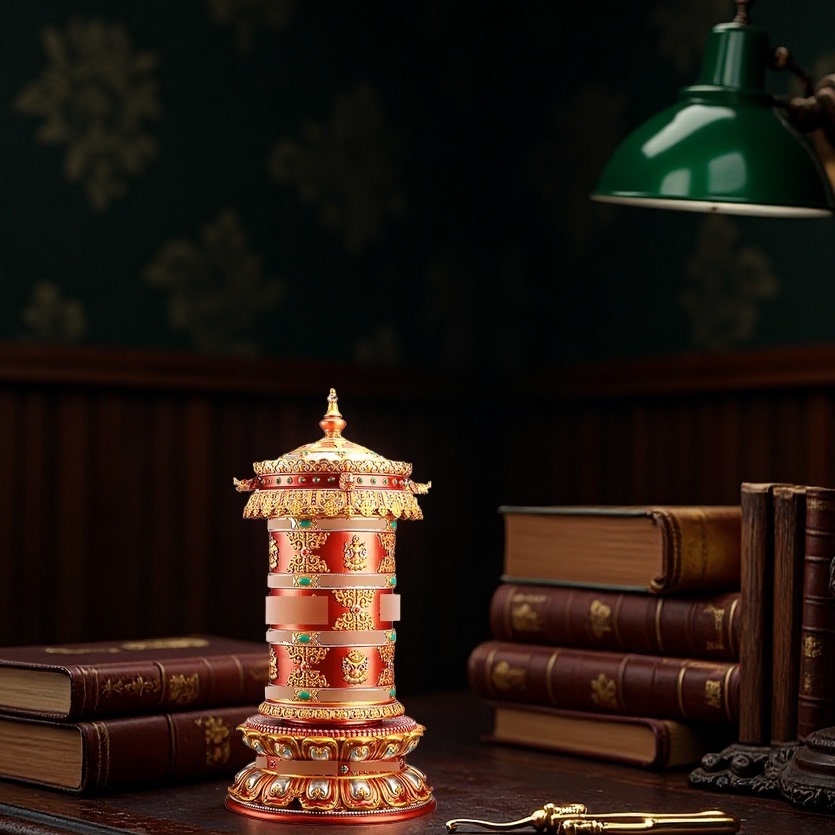 天珠浮雕电动转动轮树脂八吉祥