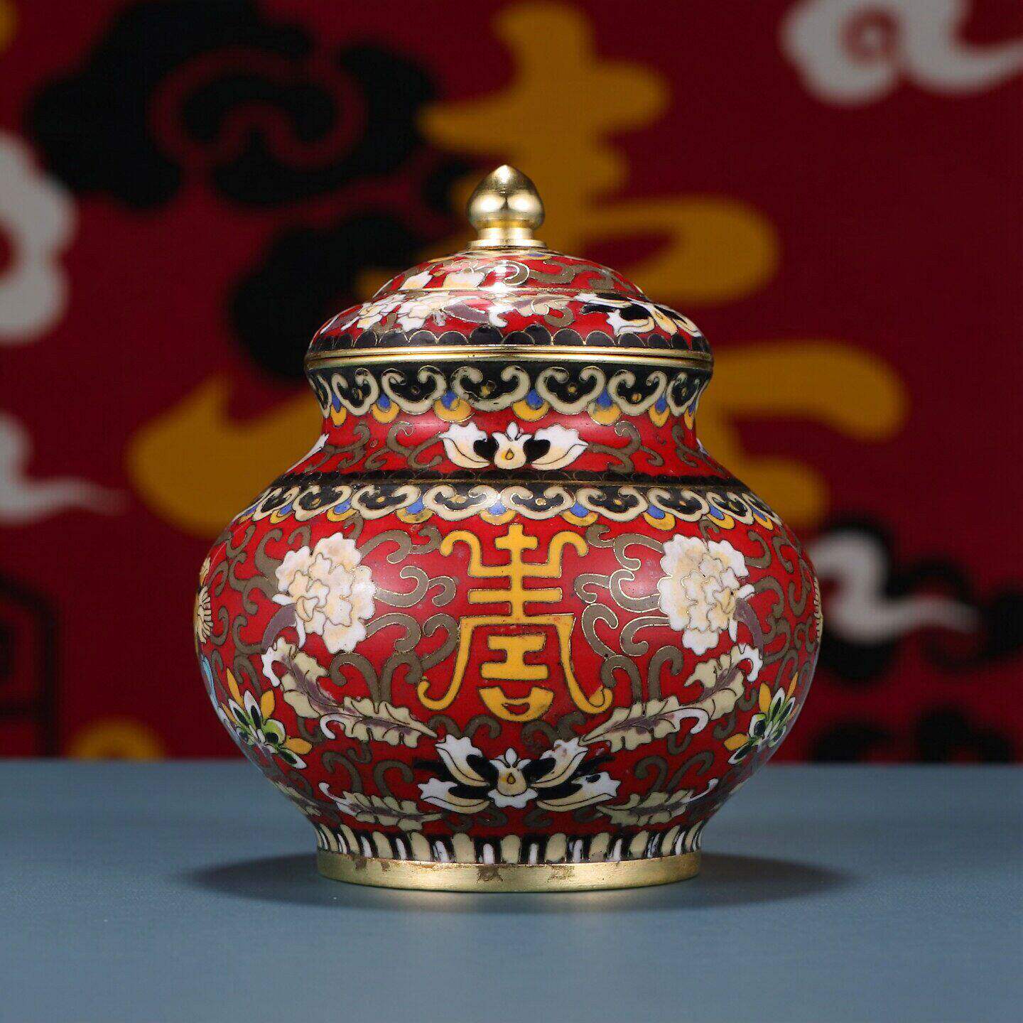 正宗老货景泰蓝如意罐茶叶罐手工铜胎掐丝珐琅宝瓶摆件特色工艺品