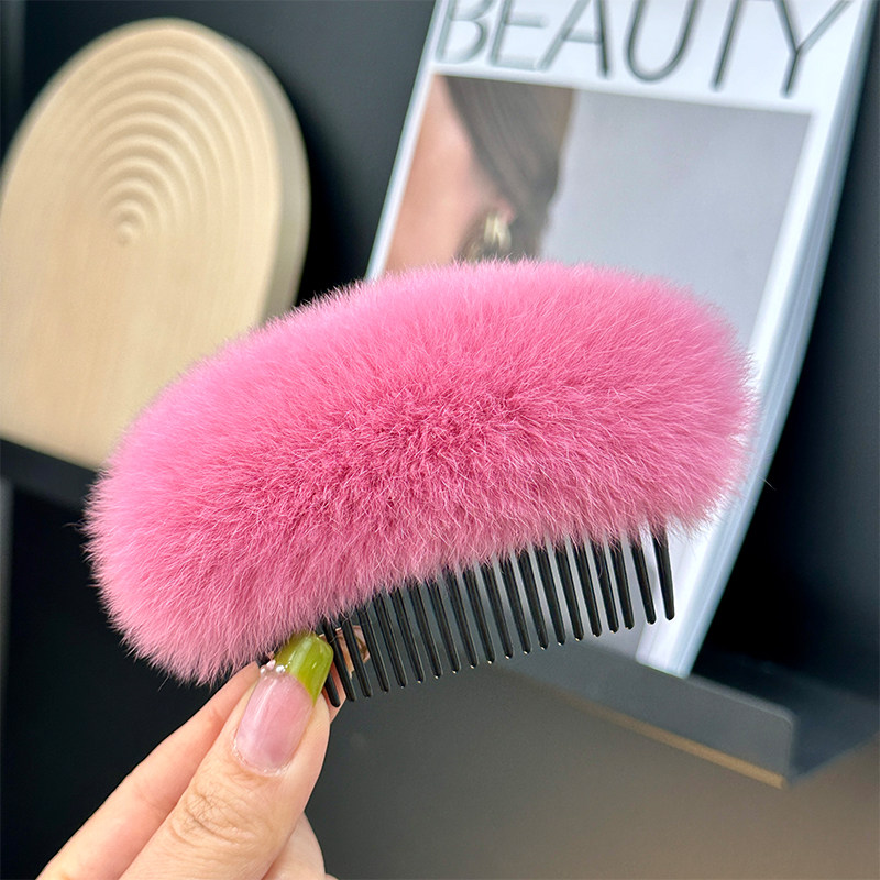 韩国刘海发夹真獭兔毛发梳发饰简约毛绒头饰发夹子倒插发插,饰品/流行首饰/时尚饰品新,发饰,淘宝优惠券,粉丝福利购,淘宝优惠卷