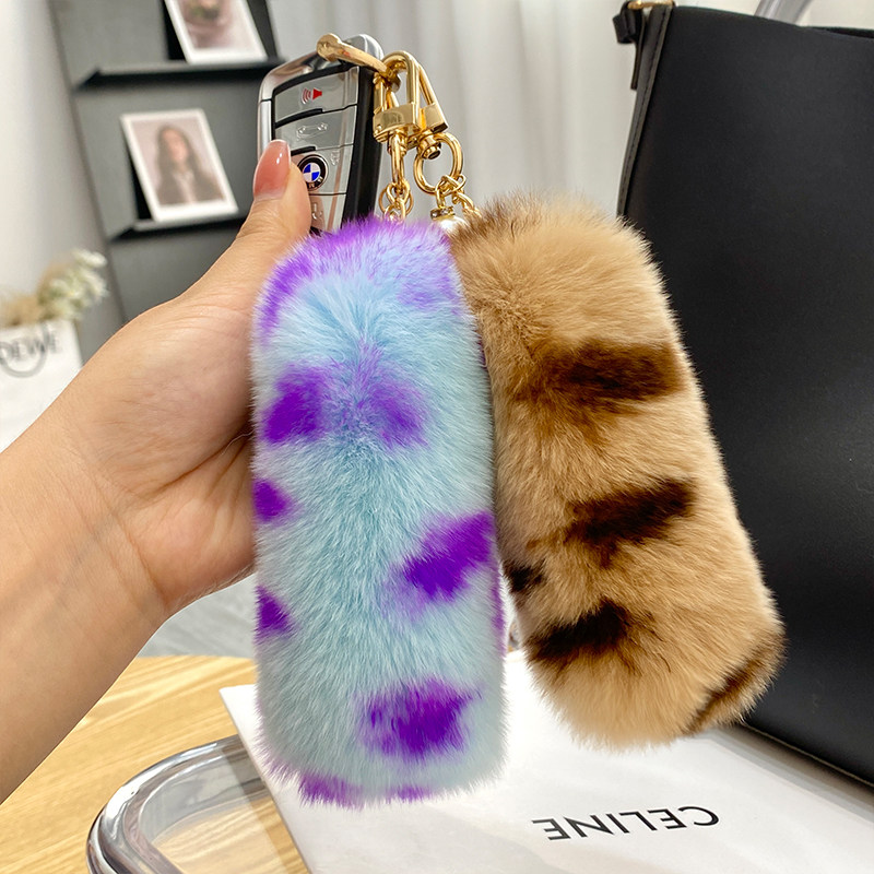 KOREAN INS CUTE OTTER RABBIT FUR SMALL TAIL CAR KEYCHAIN PENDANT CUTE PLUSH SCHOOLBAG BAG ORNAMENT GIFT