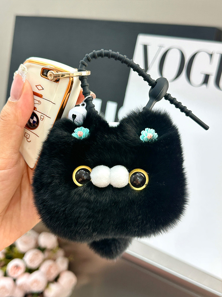 INS CUTE OTTER RABBIT FUR KITTEN CAR KEY CHAIN PENDANT INS PLUSH DOLL DOLL SCHOOL BAG BAG ORNAMENT GIRL