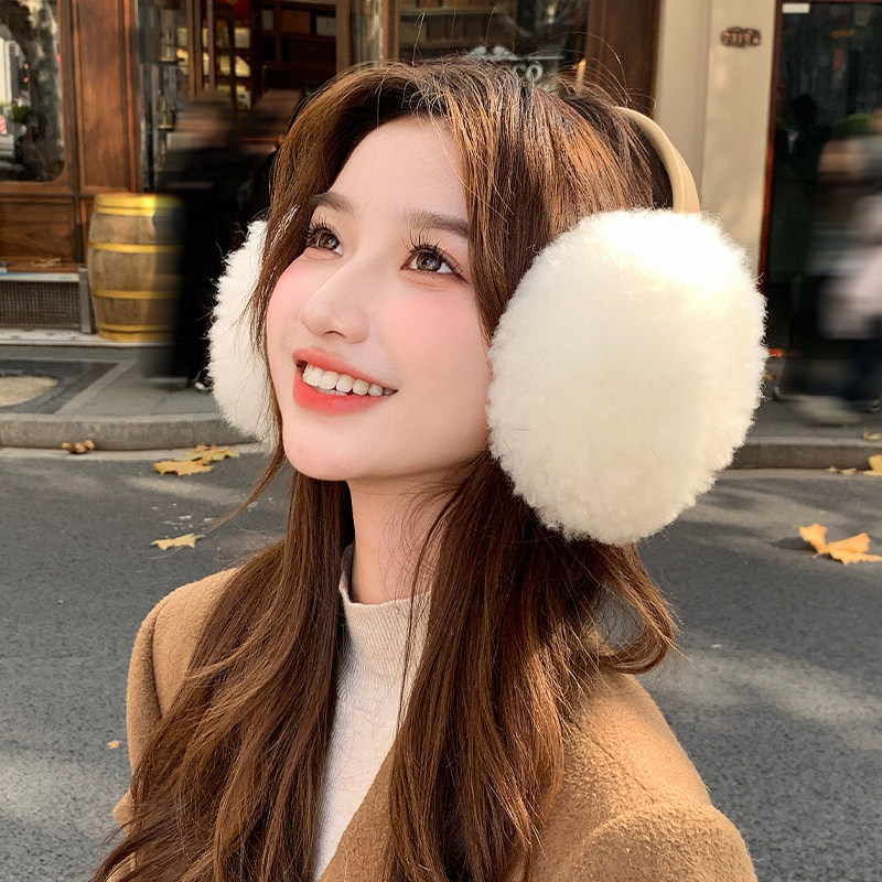 可爱真羊毛可折叠毛绒耳包耳暖