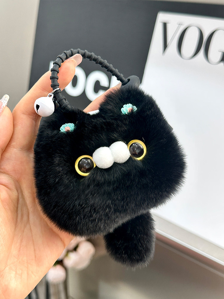 INS CUTE OTTER RABBIT FUR KITTEN CAR KEY CHAIN PENDANT INS PLUSH DOLL DOLL SCHOOL BAG BAG ORNAMENT GIRL
