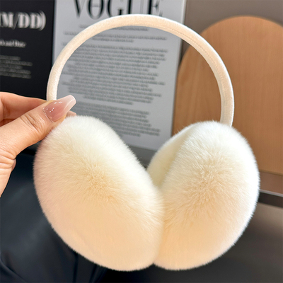 真獭兔毛耳罩可爱冬季百搭保暖毛绒耳包骑车防风耳暖可伸缩耳捂女