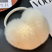 奶油色可爱超大狐狸毛耳捂可伸缩加厚保暖耳罩秋冬女毛绒耳套耳暖