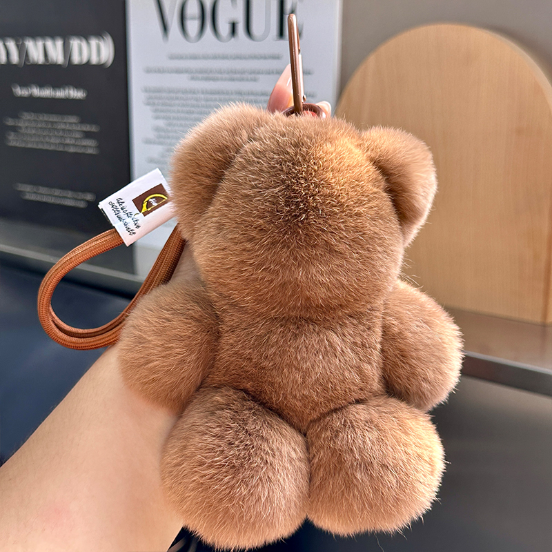 獭兔毛小棕熊汽车钥匙扣包挂件女