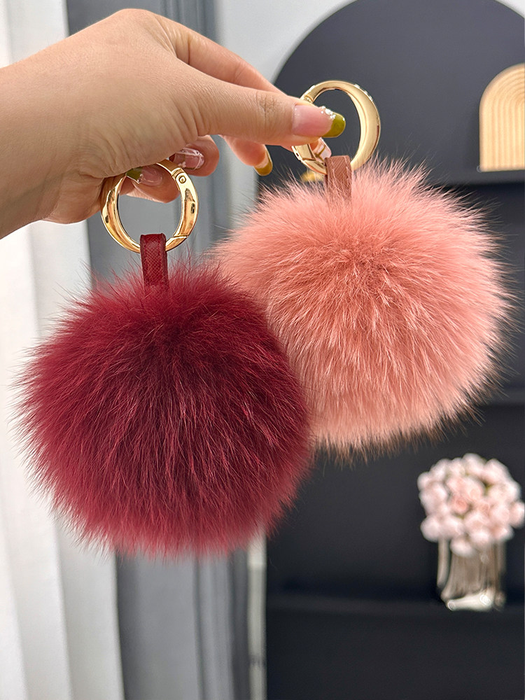 SOUTH KOREA INS IMPORTED FOX FUR BALL CUTE FEMALE PLUSH FUR BALL SCHOOLBAG BAG ORNAMENT CAR KEY CHAIN PENDANT