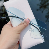 纯钛无框防蓝光辐射电脑眼镜近视男可配度数抗疲劳女平光护眼睛框