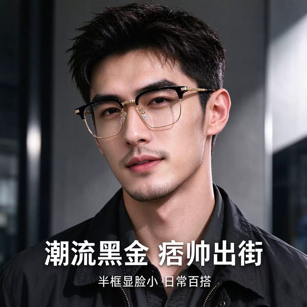 男士大框可配度数眉毛近视镜框