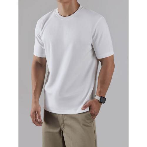 双面磨毛炽芯加厚白色短袖打底衫