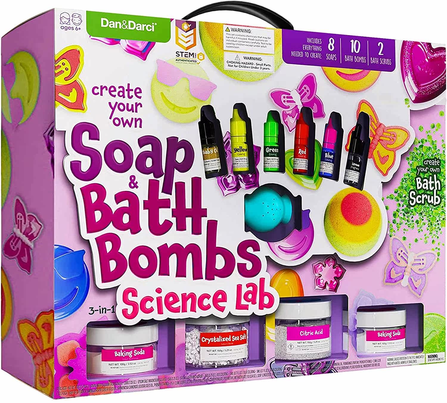 soap & bath bomb making kit for kids - 3-in-1 spa science ki