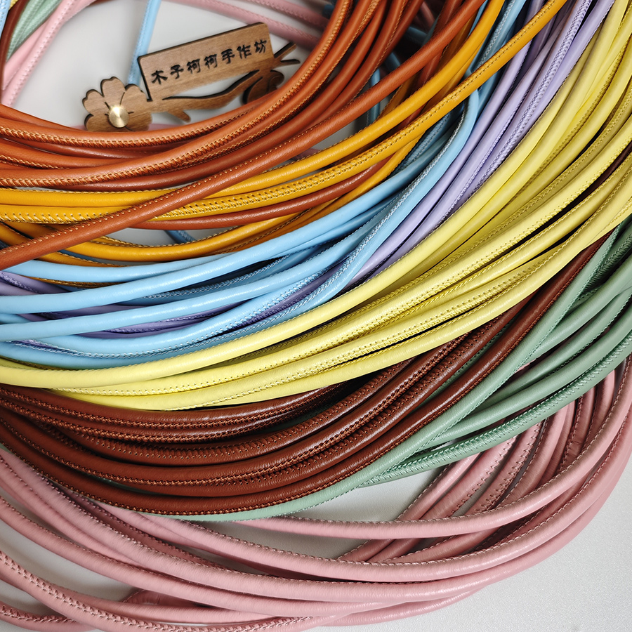 木子柯柯手工车缝线包芯皮革圆绳