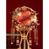 新娘结婚团扇中式 秀禾服diy材料包成品高级重工出嫁喜扇遮面手工