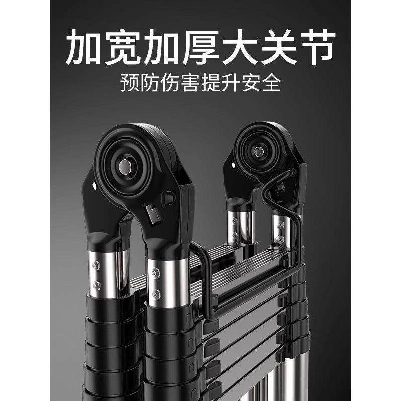 梯子家用人字梯5米六米电工专用伸缩梯升降工程梯加厚直梯不锈钢