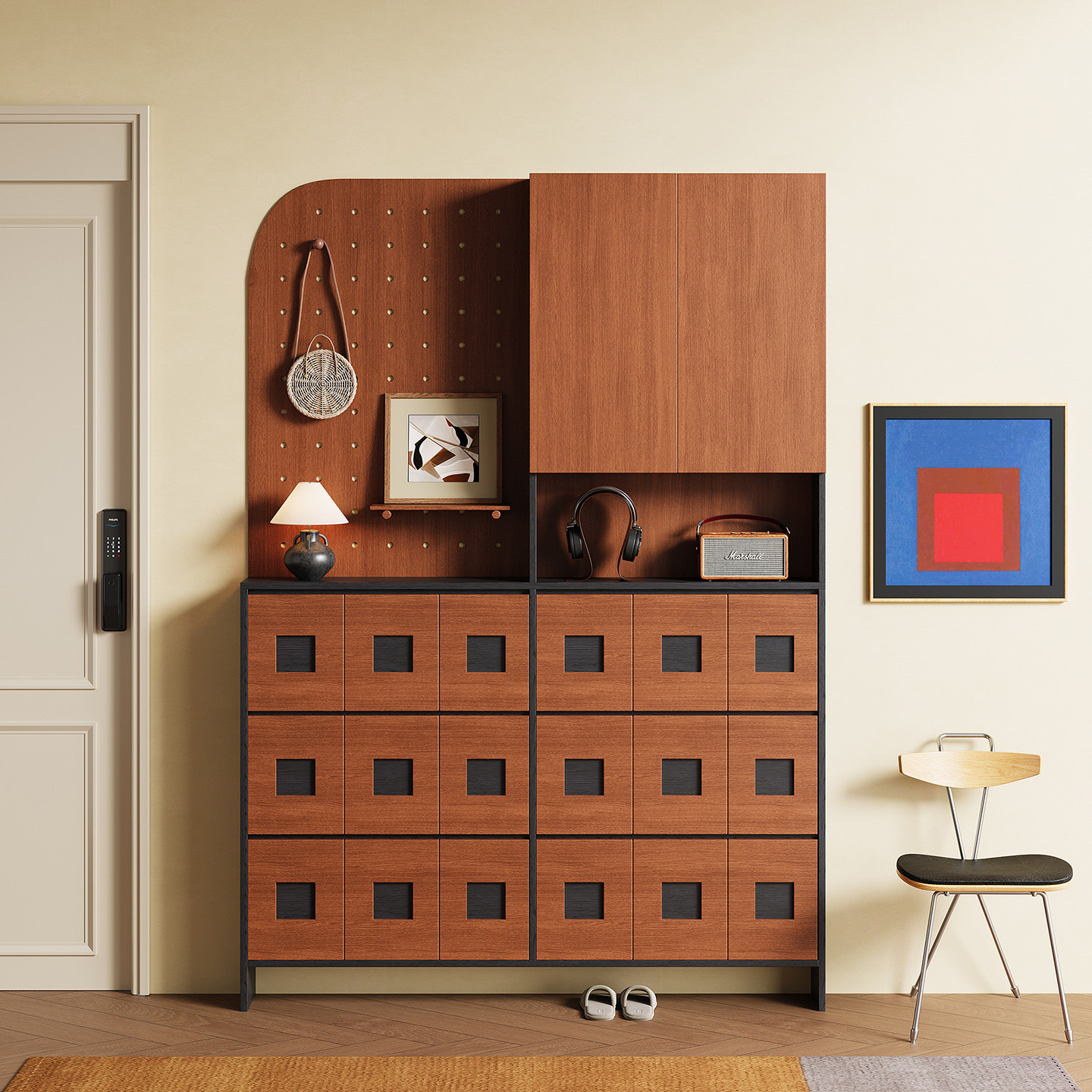 中古风入户门后超薄鞋柜家用多层极窄小型入户玄关收纳洞洞板一体,住宅家具,鞋柜,淘宝优惠券,粉丝福利购,淘宝优惠卷