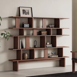 中古实木书架家用落地多层书房置物架客厅隔断靠墙博古陈列展示架