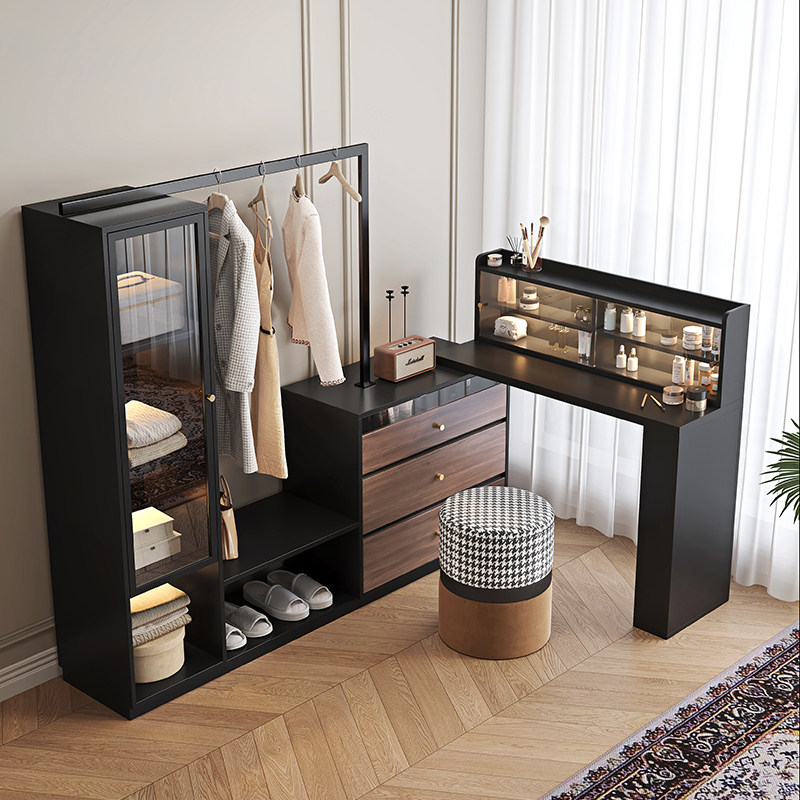 中古风卧室六斗柜梳妆台一体转角衣帽架床尾实木抽屉柜过道挂衣架,住宅家具,斗柜,淘宝优惠券,粉丝福利购,淘宝优惠卷