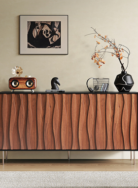 高端中古实木餐边柜客厅靠墙装饰柜斗柜玄关电视柜极简落地矮柜子