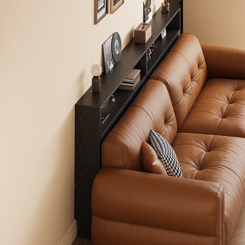 实木沙发后置物架带插座超薄窄边背靠双层隔板床尾夹缝墙边长条桌