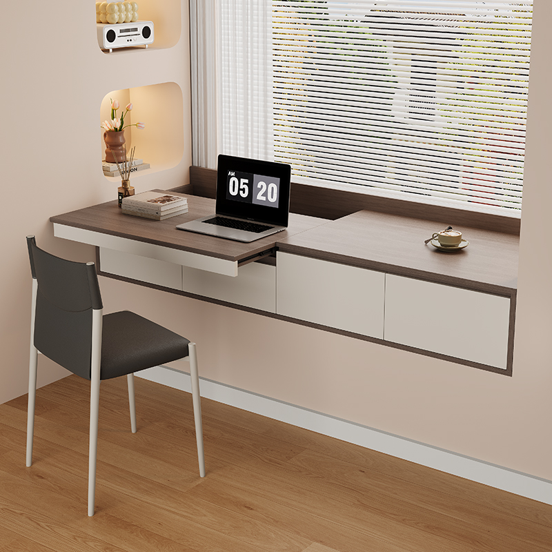 飘窗台置物架阳台储物柜抽拉书桌