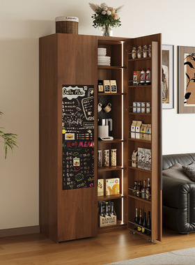 实木餐边柜靠墙一体家用客厅沙发边零食柜小尺寸冰箱整体成品橱柜