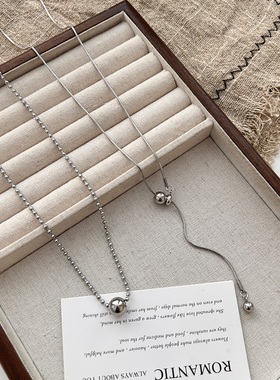 韩系ins圆珠叠戴项链女款秋冬