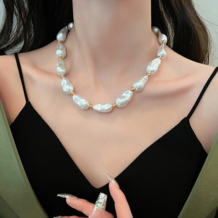 巴洛克异形珍珠项链女个性 轻奢高级感夸张锁骨链颈链设计感配饰潮