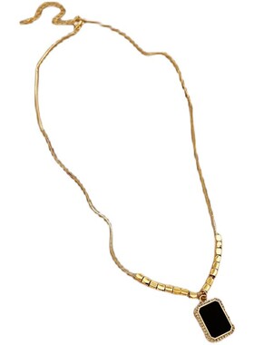 金色简约钛钢方块项链2026新款