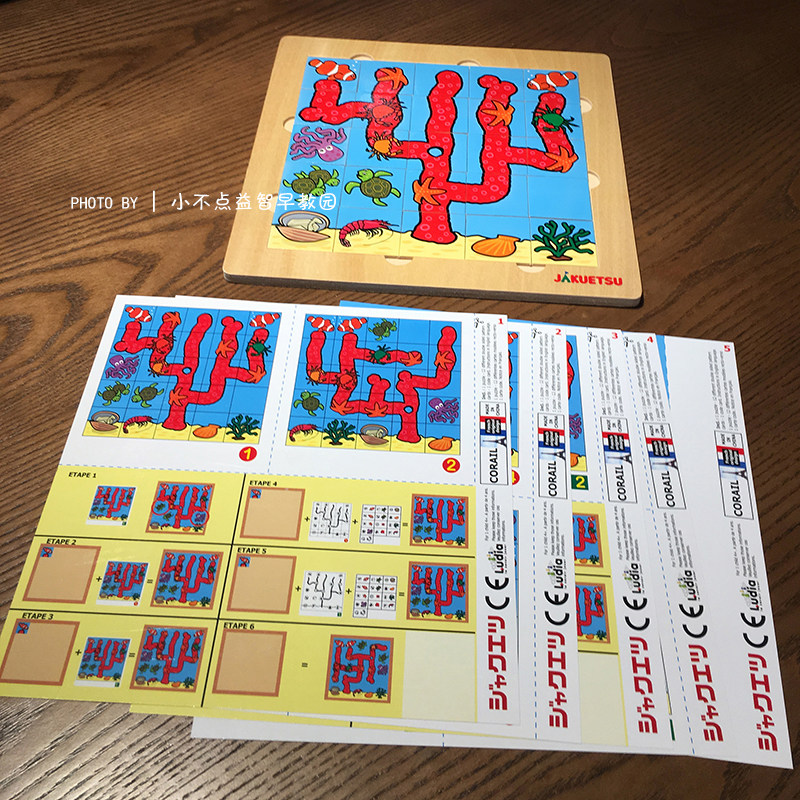 包邮出口日本ludia儿童木制拼图25片木质珊瑚拼板学校定制教具