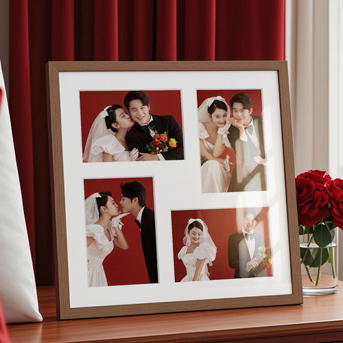 实木宫格相框加洗照片定制