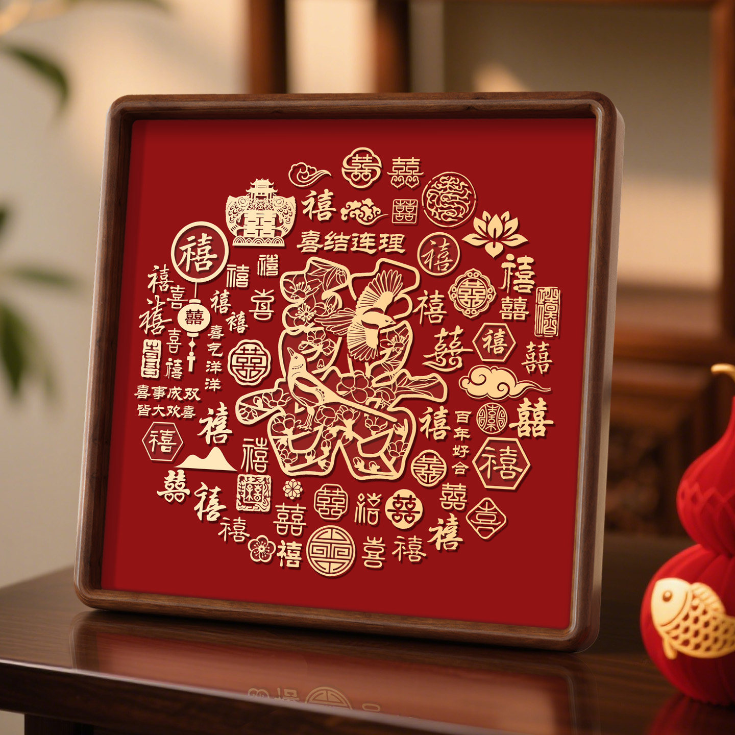 铜雕百喜图送新人结婚礼物