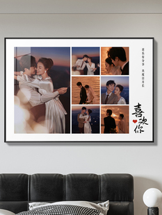 婚纱照相框照片打印加挂毯定制九方格婚纱照放大挂毯冲洗水晶照片